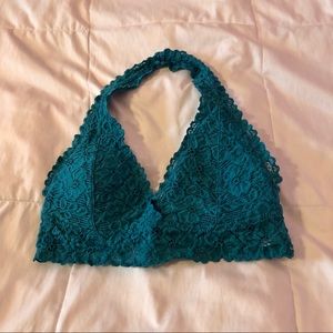 Aeropostale Teal Floral Lace Bralette Large